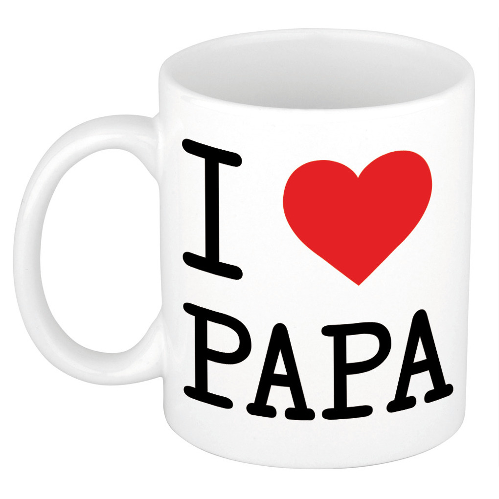 Voorschrijven helpen vergelijking Cadeau I love papa kado koffiemok / beker voor verjaardag / Vaderdag 300 ml  | Fun en Feest