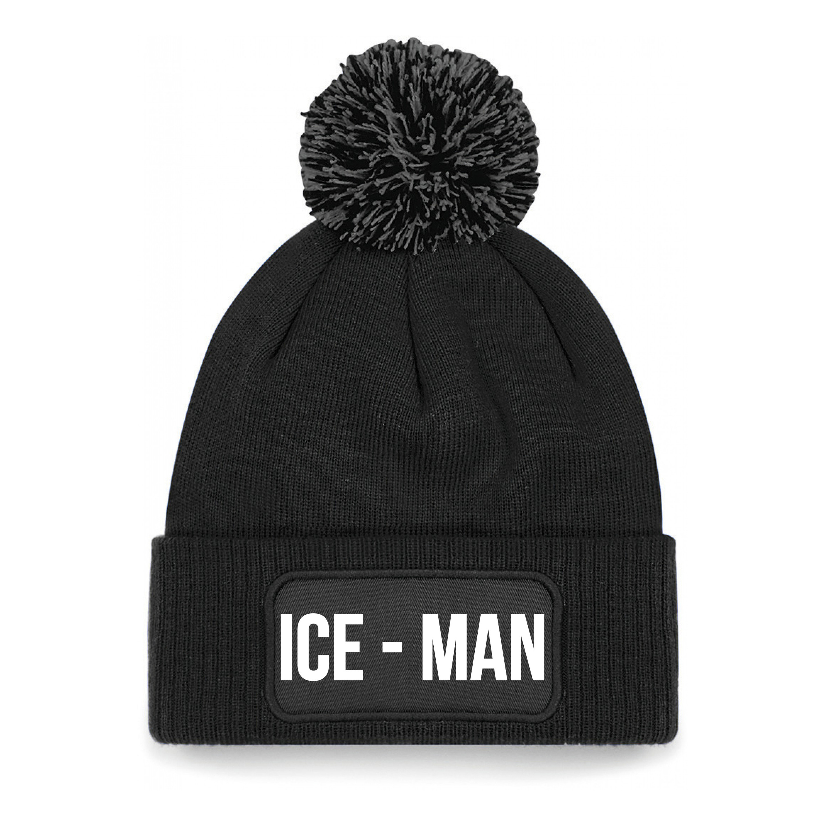 Ice-man muts met pompon - unisex - one size - zwart - apres-ski muts One size -