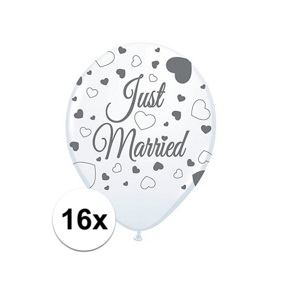 Just Married versiering balonnen 16 st