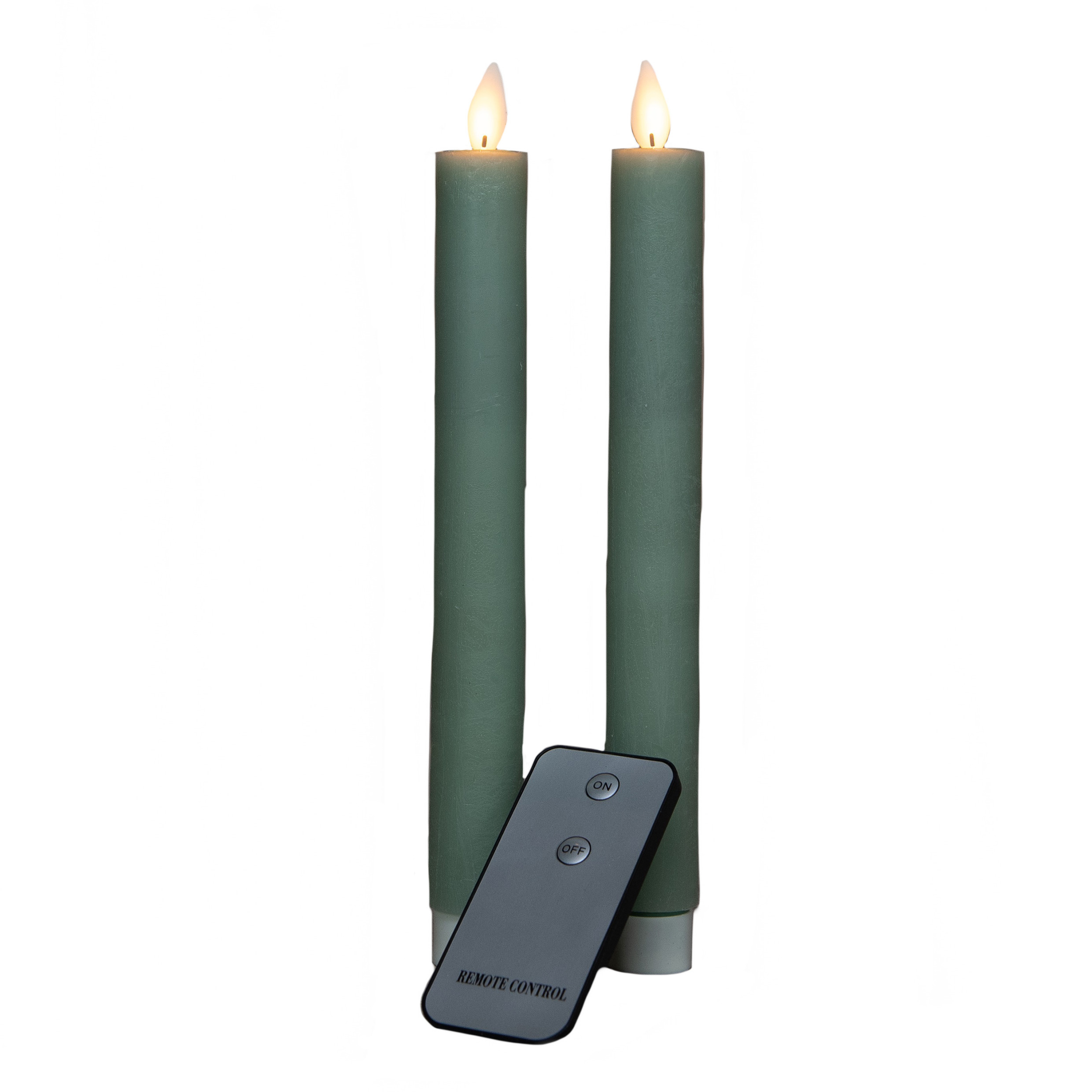 Kaarsen set van 2x stuks Led dinerkaarsen jade groen inclusief afstandsbediening 23 cm -