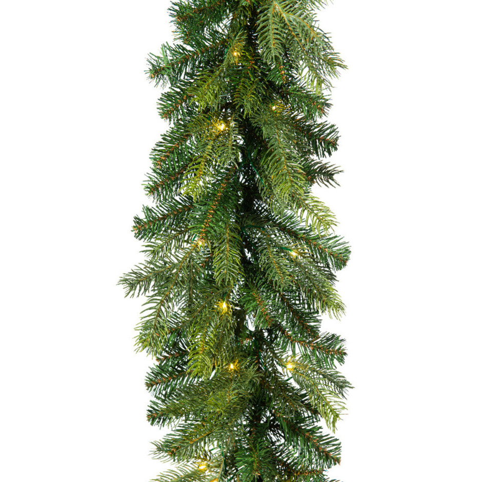 Kerst dennenslinger guirlande groen met verlichting 20 x 270 cm twinkelend -