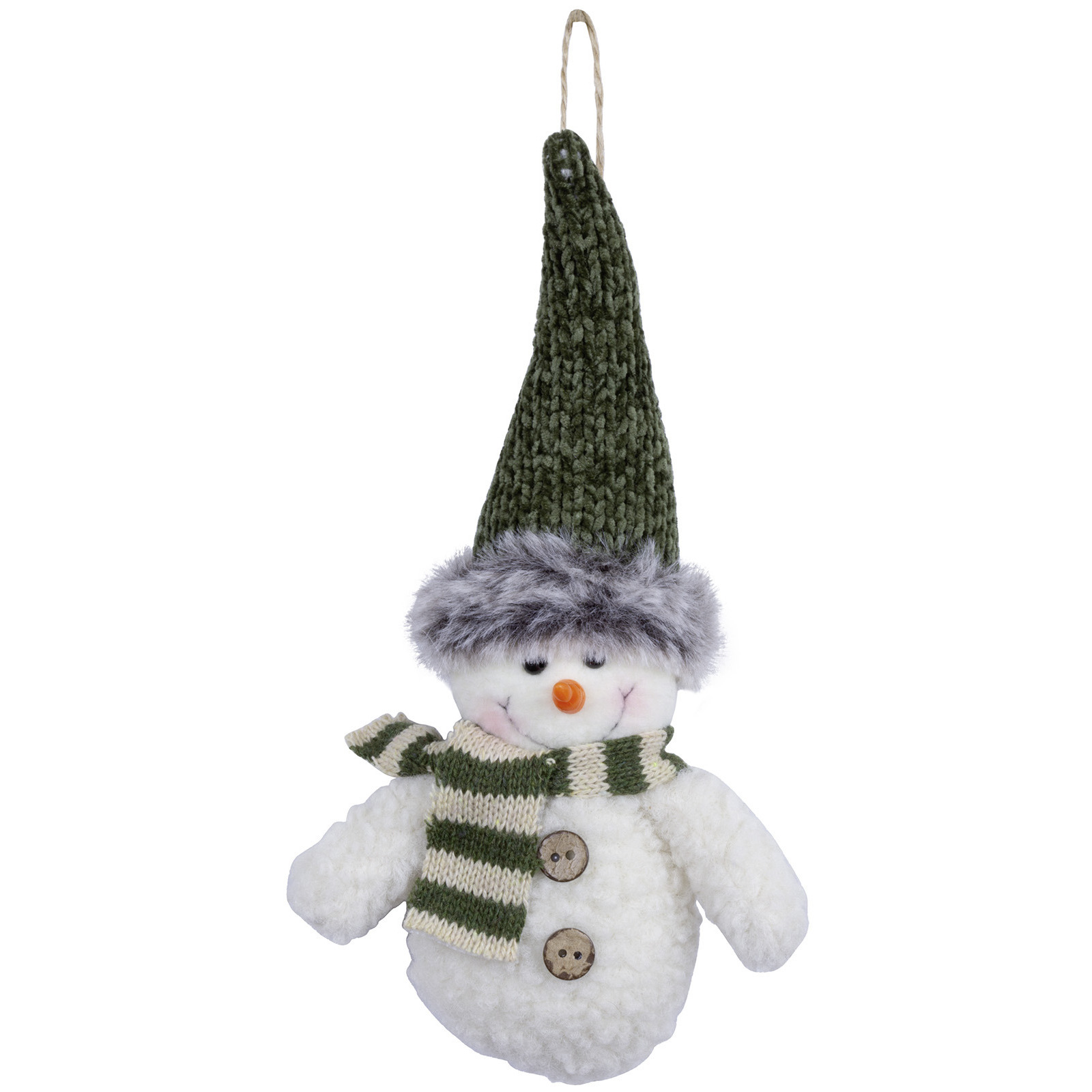 Kersthanger pluche sneeuwpop knuffeltje - 15 cm