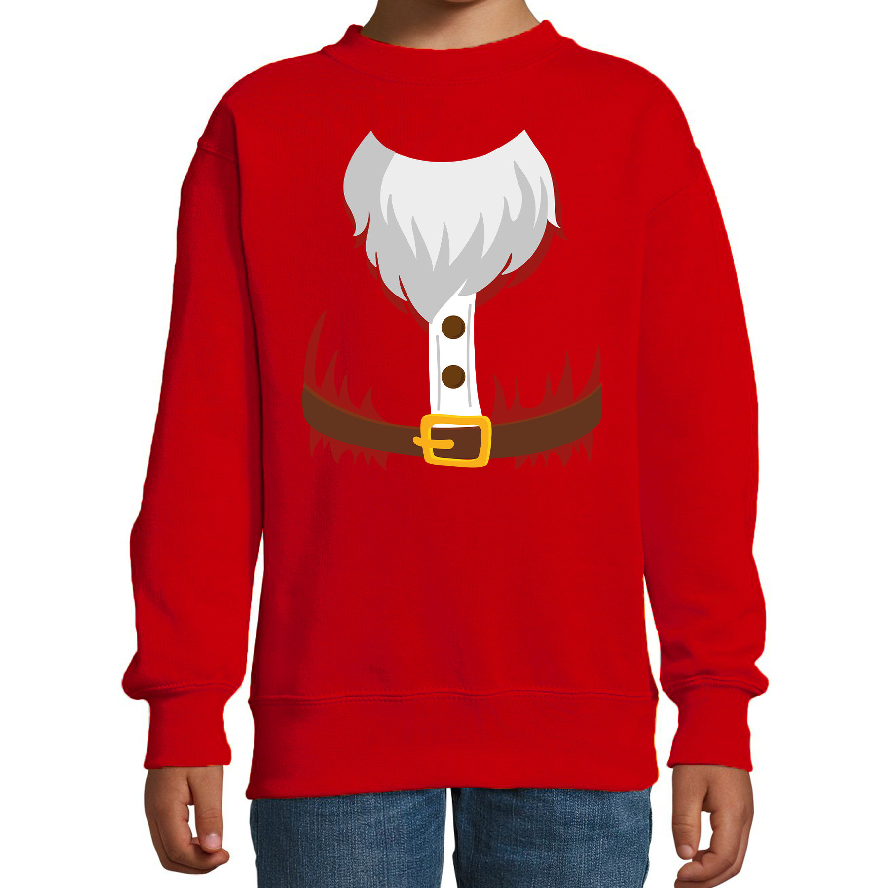 Kerstman kostuum verkleed sweater / trui rood voor kinderen 9-11 jaar (134/146) -