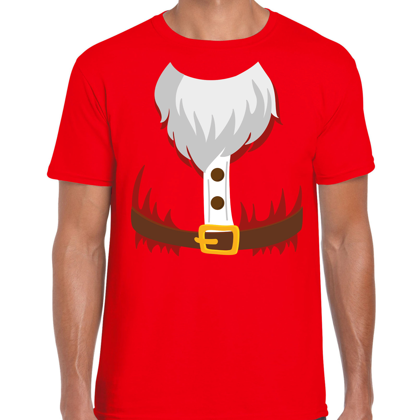 Kerstman kostuum verkleed t-shirt rood voor heren 2XL -