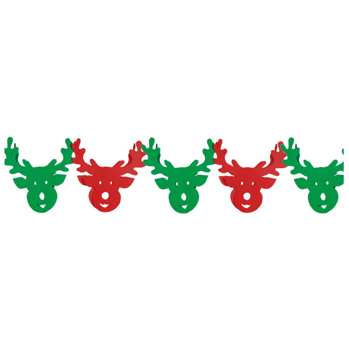 Kerstslinger met rendieren 3 meter groen/rood -