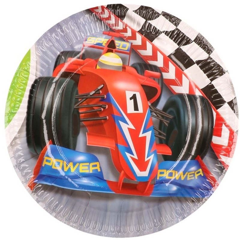 Kinderfeest thema Formule 1 bordjes 12x stuks -