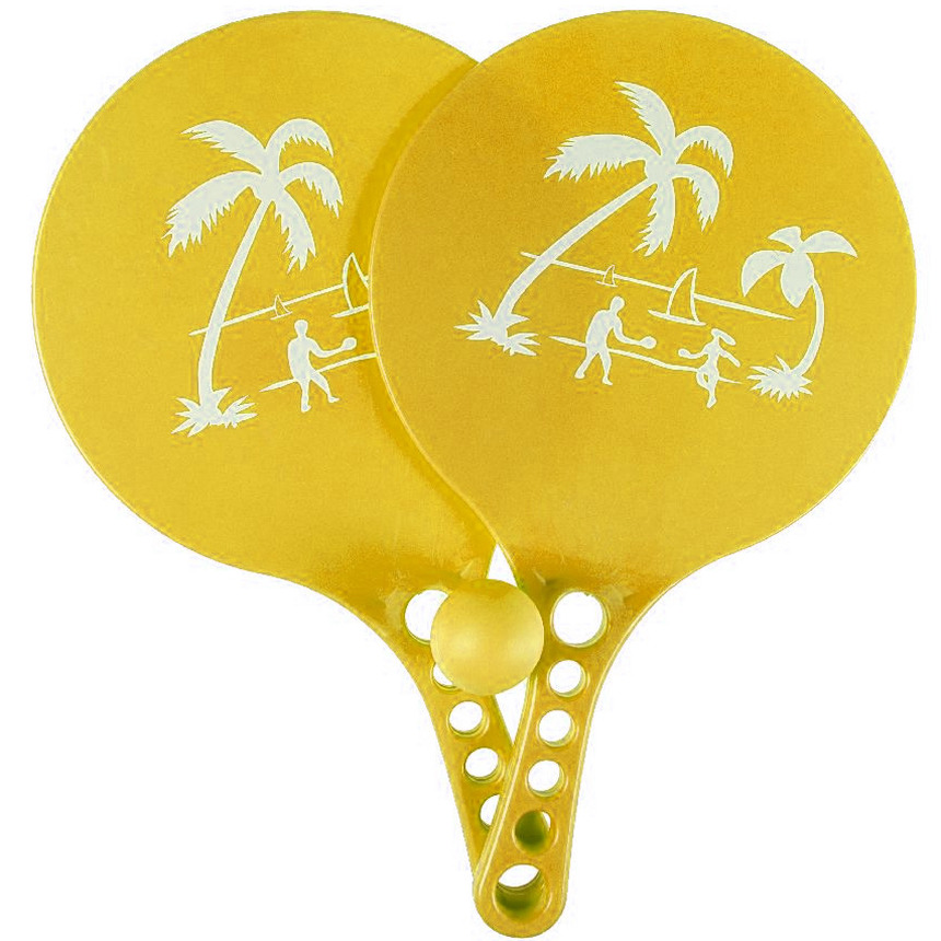 Kunststof beachball set geel -