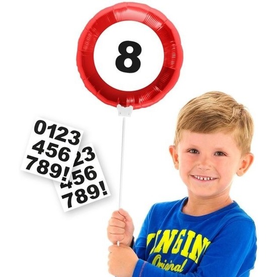Leeftijd verjaardag versiering folieballon met leeftijd cijfers stickers 23 cm -