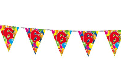 Verjaardag feestversiering 6 jaar PARTY letters en 16x ballonnen met 2x plastic vlaggetjes