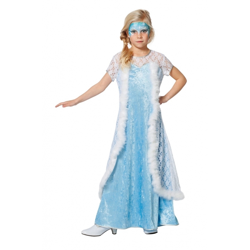 Lichtblauwe ijsprinses jurk voor meisjes 140 -