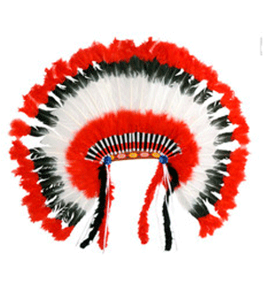 Luxe indianentooi rood-wit-zwart