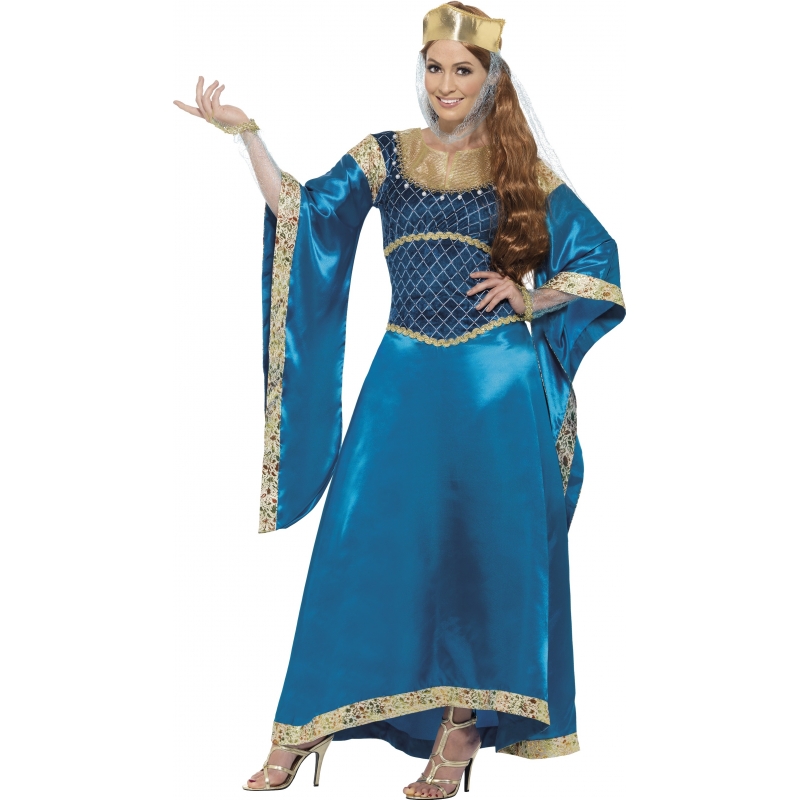Luxe prinsessen jurk blauw M (40-42) -