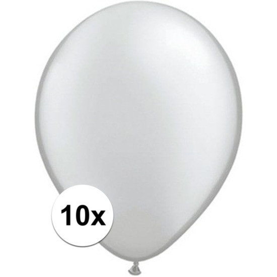 Metallic zilveren Qualatex ballonnen 10 stuks