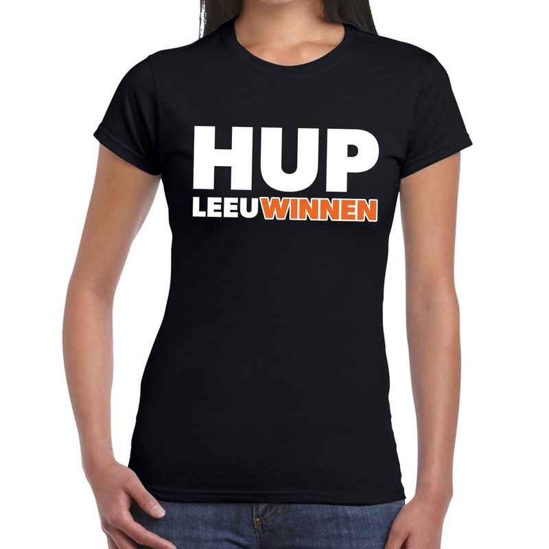Nederlands elftal supporter shirt Hup LeeuWinnen zwart voor dames