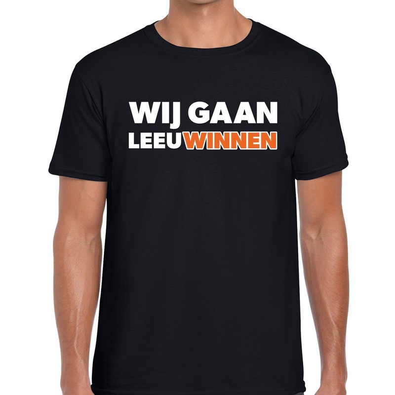 Nederlands elftal supporter shirt Wij gaan LeeuWinnen zwart voor heren