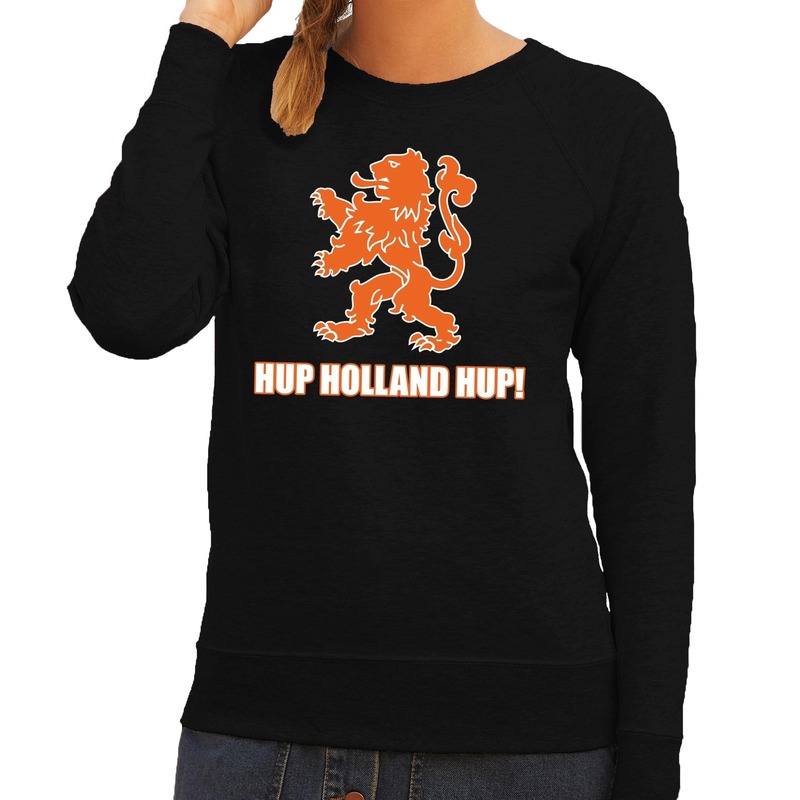 Nederlands elftal supporter sweater Hup Holland Hup zwart voor dames