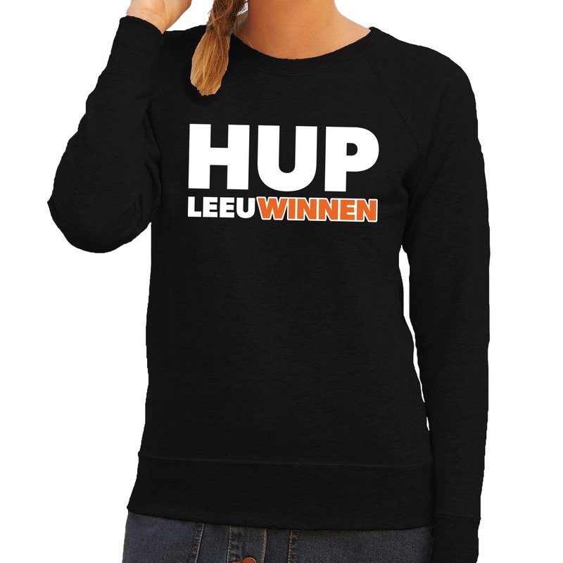 Nederlands elftal supporter sweater Hup LeeuWinnen zwart voor dames