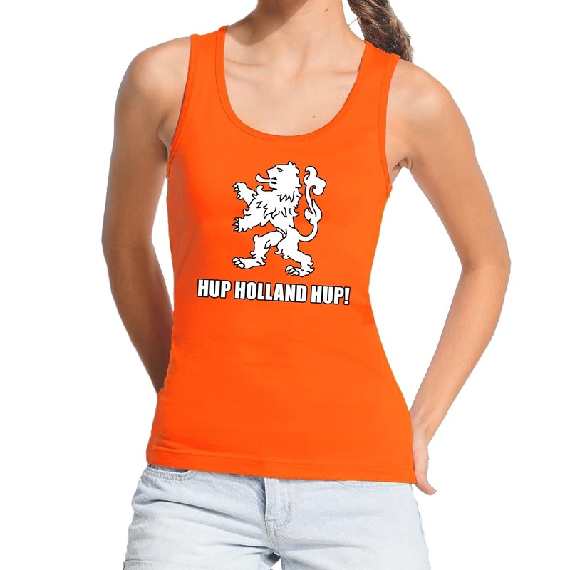 Nederlands elftal supporter tanktop / mouwloos shirt Hup Holland Hup oranje voor dames
