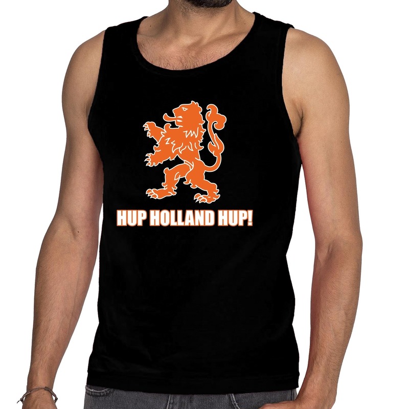 Nederlands elftal supporter tanktop / mouwloos shirt Hup Holland Hup zwart voor heren