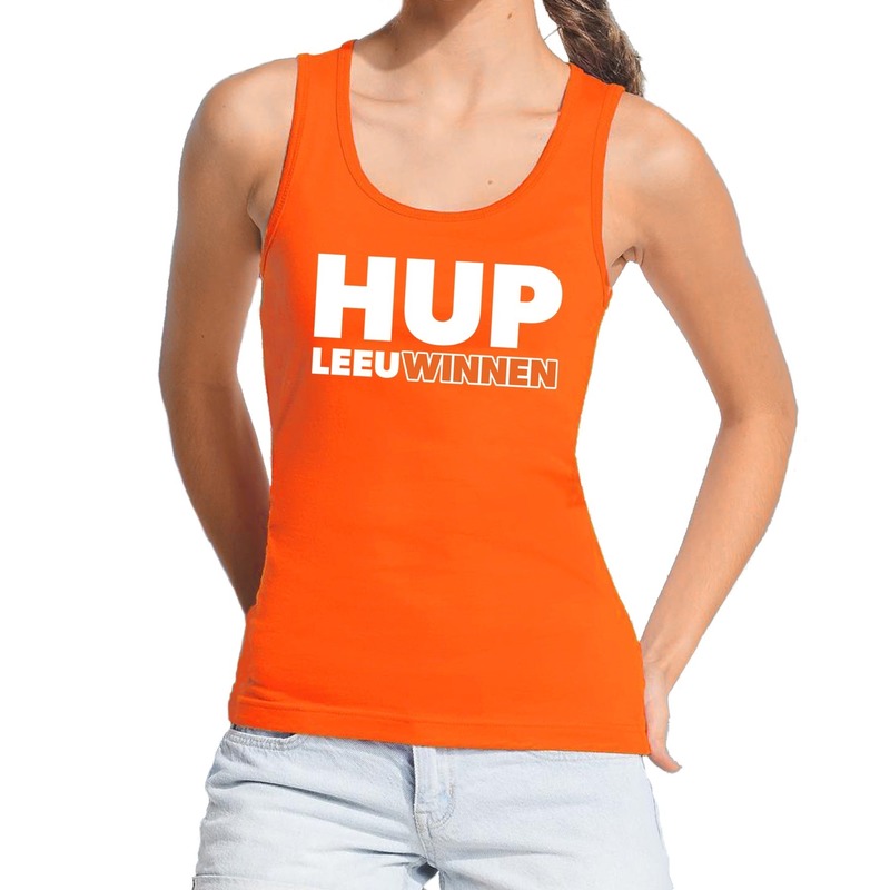 Nederlands elftal supporter tanktop / mouwloos shirt Hup LeeuWinnen oranje voor dames