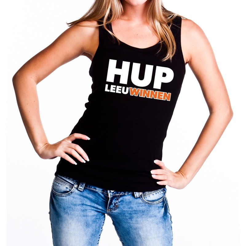 Nederlands elftal supporter tanktop / mouwloos shirt Hup LeeuWinnen zwart voor dames