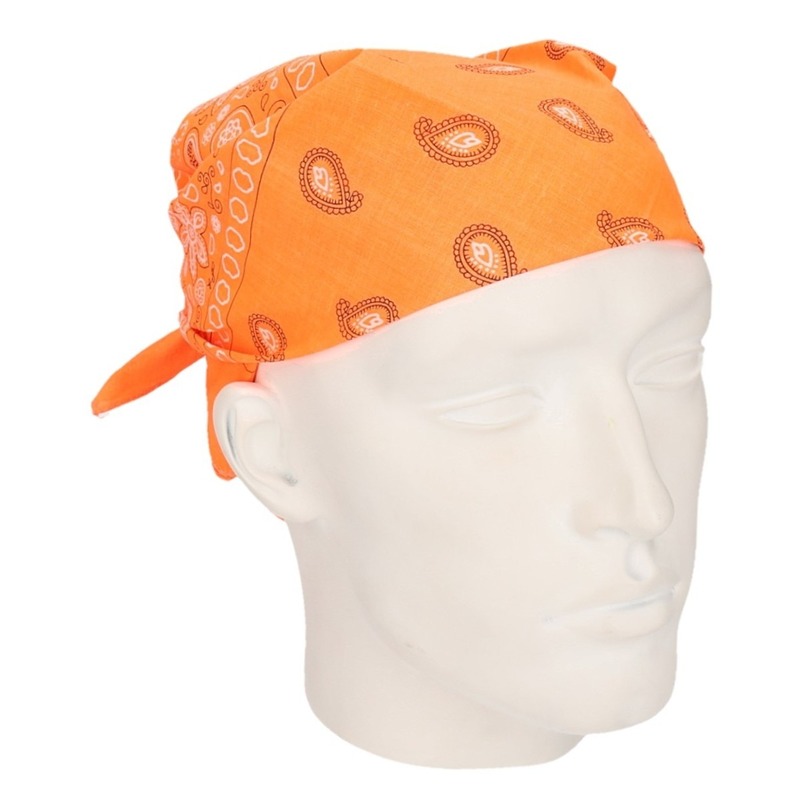 Neon oranje hoofddoek bandana -