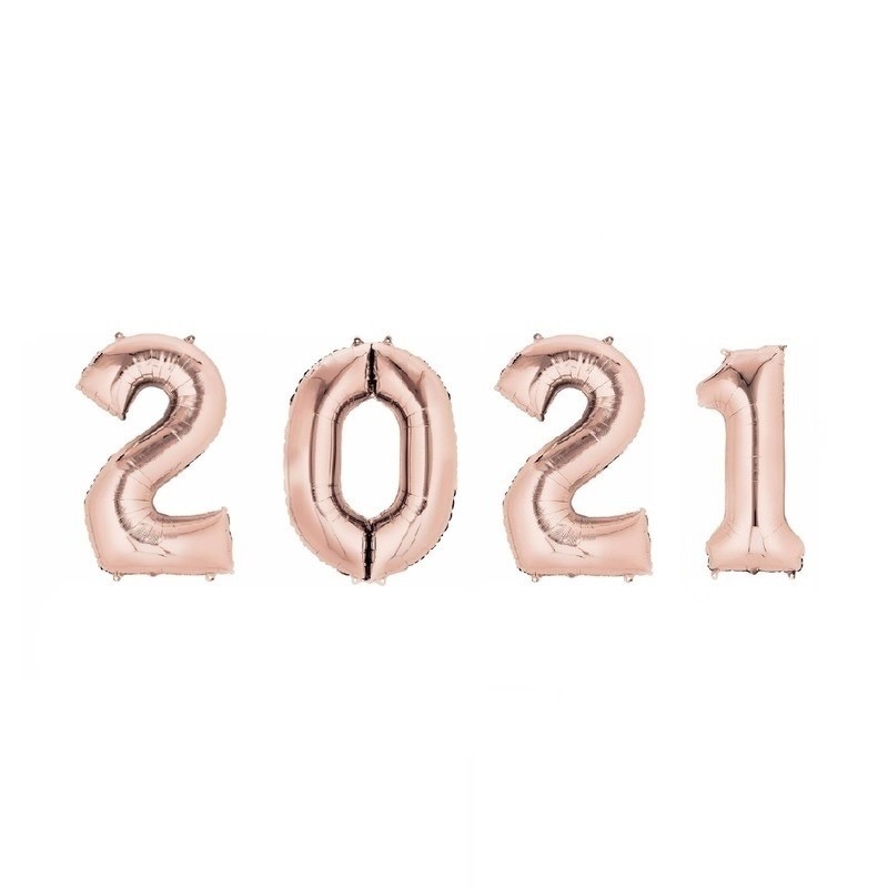 New Year versiering 2021 ballonnen rose goud