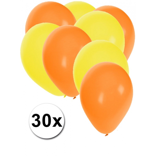 Oranje en gele ballonnen 30 stuks -