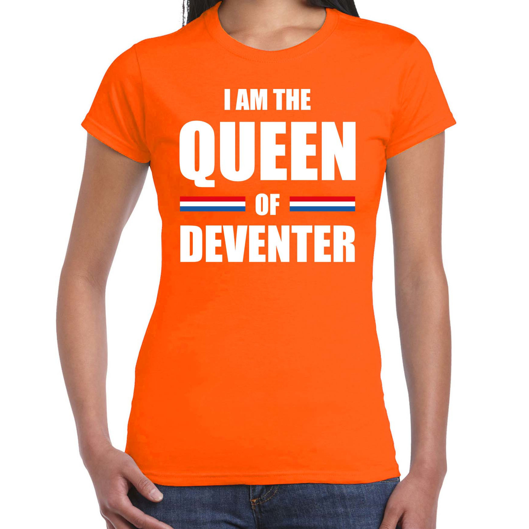 Oranje I am the Queen of Deventer t-shirt - Koningsdag shirt voor dames XL -