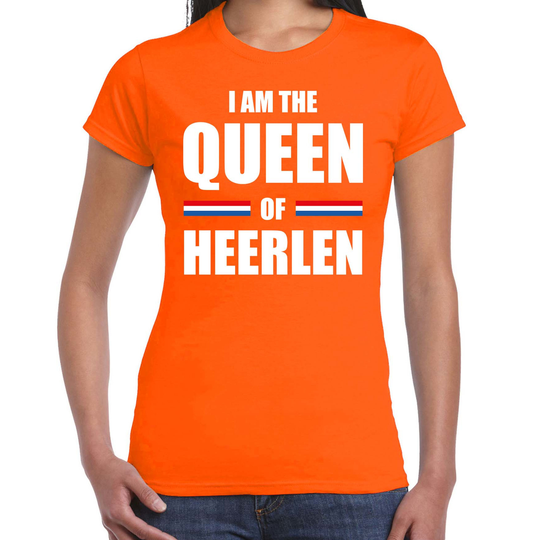Oranje I am the Queen of Heerlen t-shirt - Koningsdag shirt voor dames M -