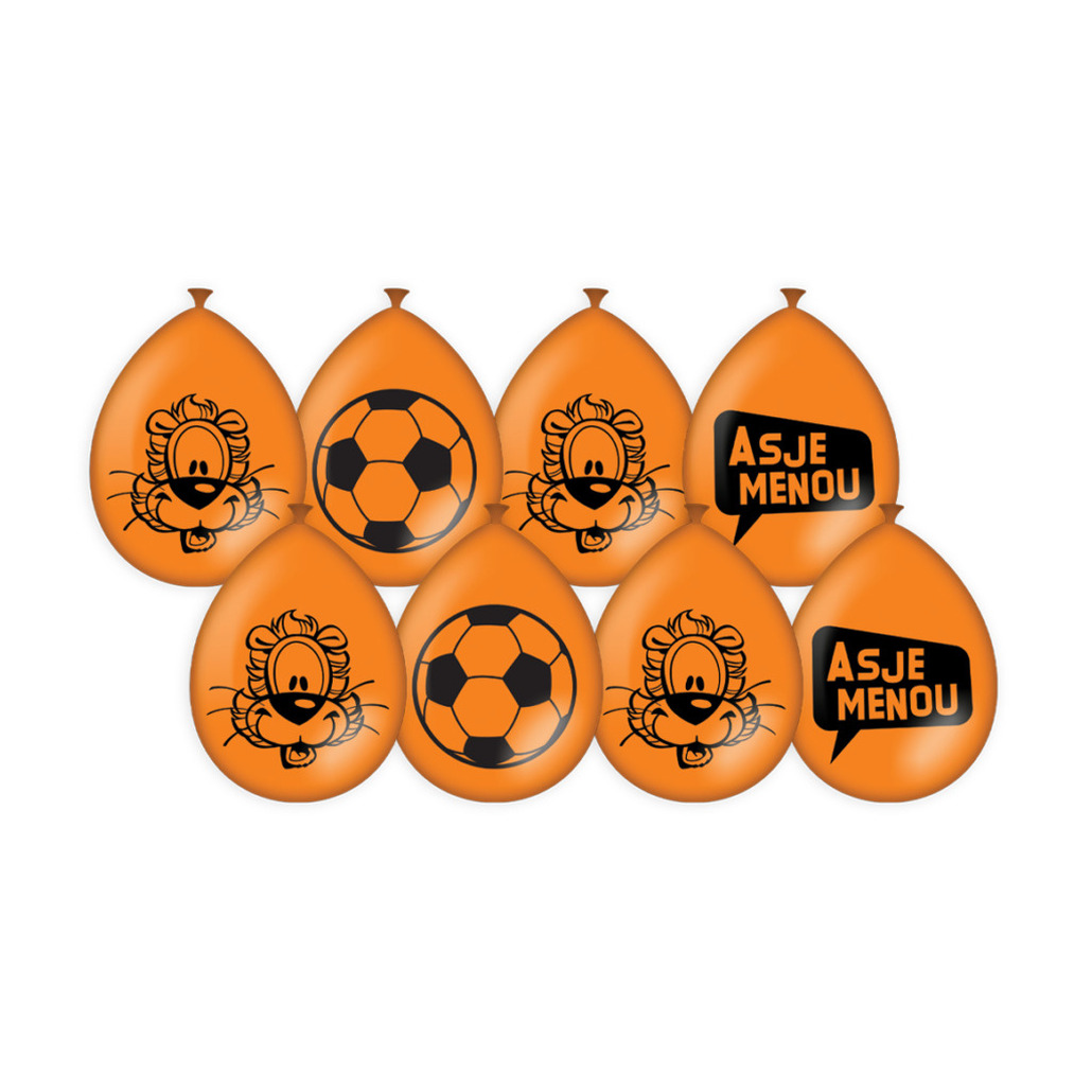 Oranje Loeki de Leeuw Asjemenou ballonnen 8 stuks 30 cm -