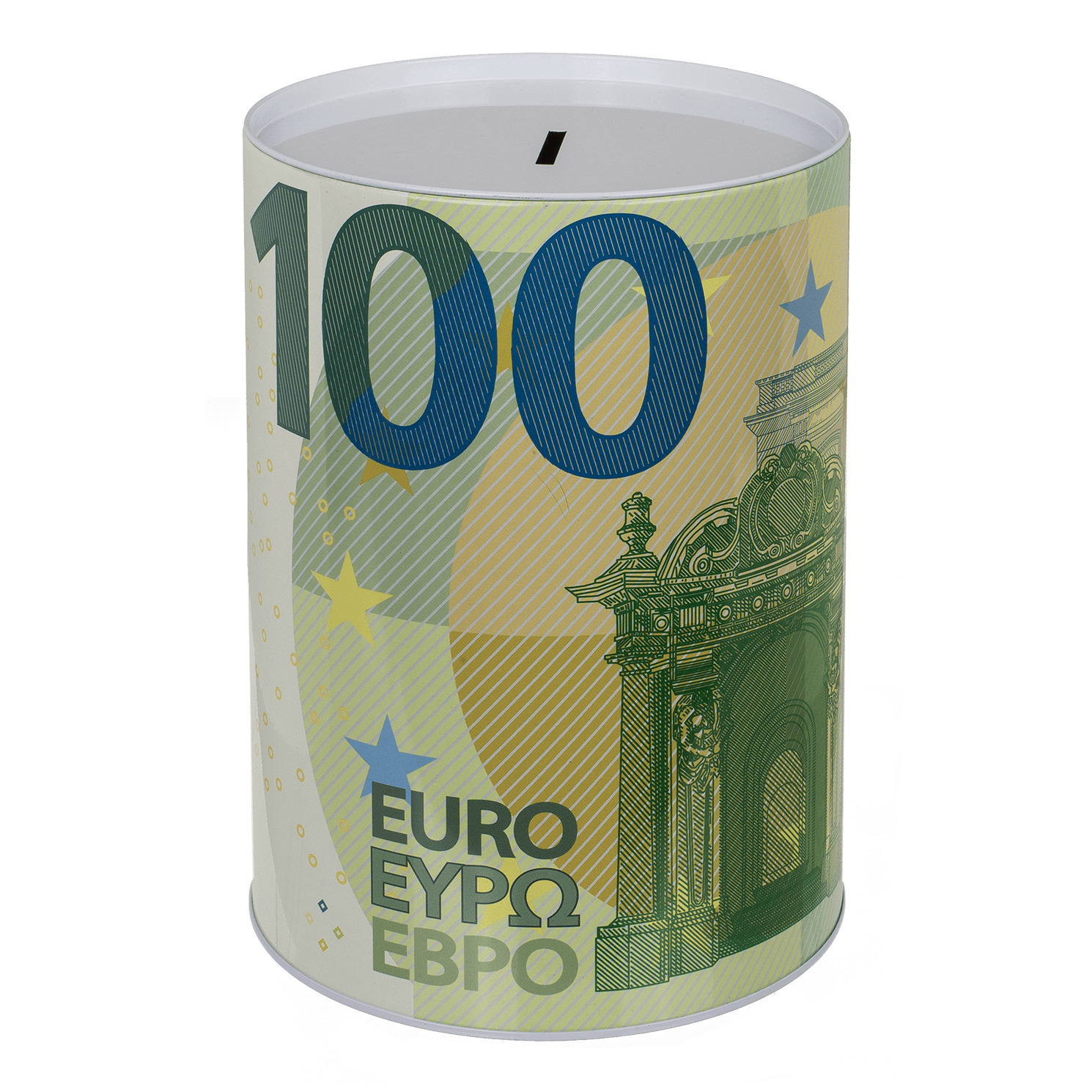 Out of the blue Spaarpot 100 Euro bankbiljet - metaal - 22 x 15 cm - Kind/volwassenen - XXL-size -