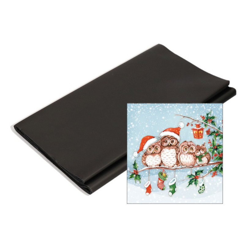Papieren tafelkleed/tafellaken zwart inclusief kerst servetten -