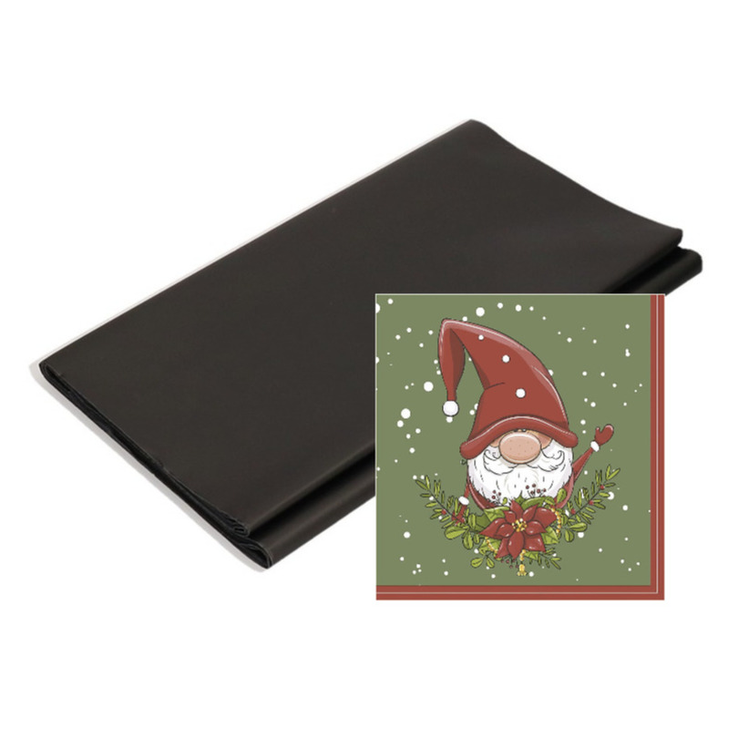 Papieren tafelkleed/tafellaken zwart inclusief kerst servetten -