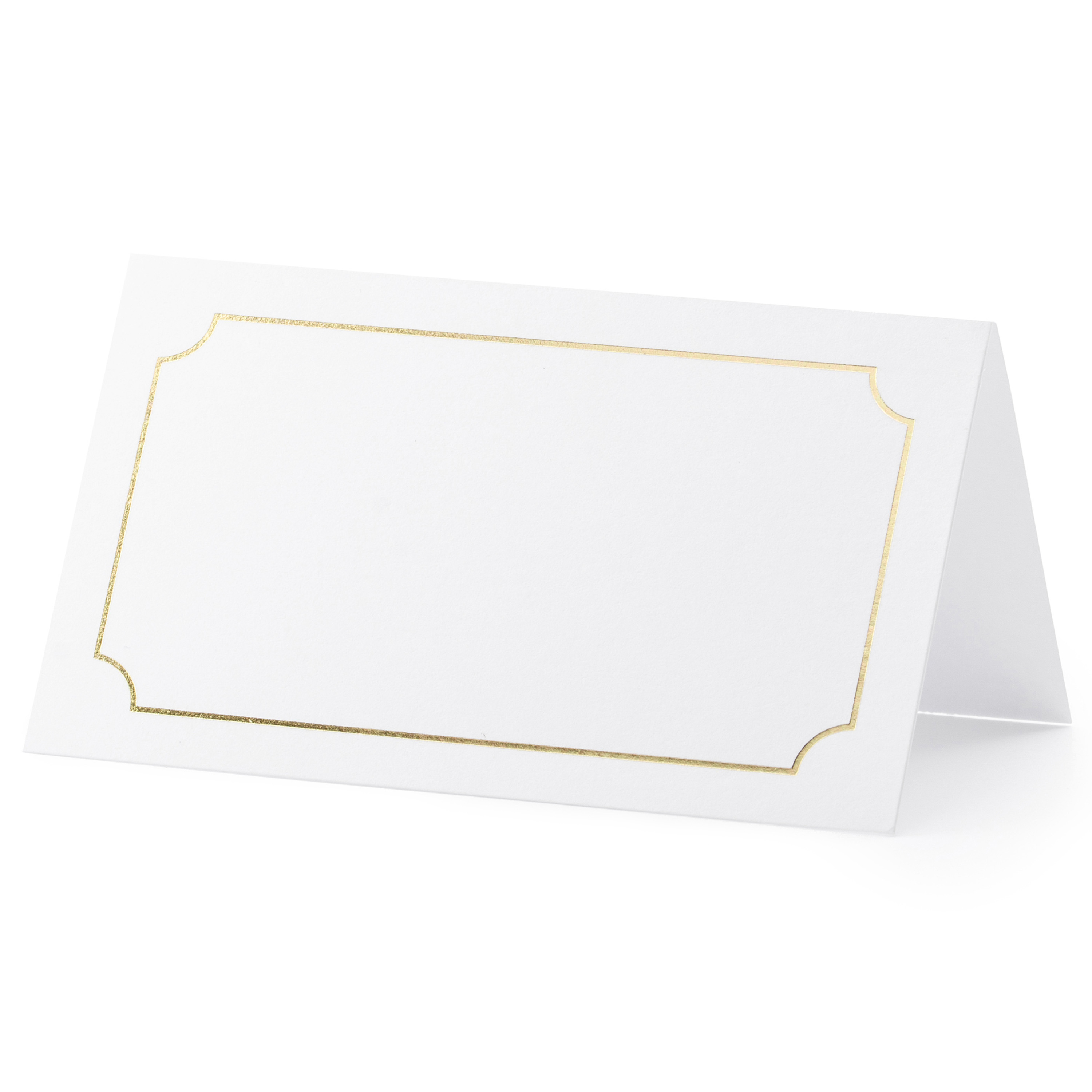 PartyDeco naamkaartjes/plaatskaartjes Lijstje - Bruiloft - wit/goud - 10x stuks - 10 x 6 cm