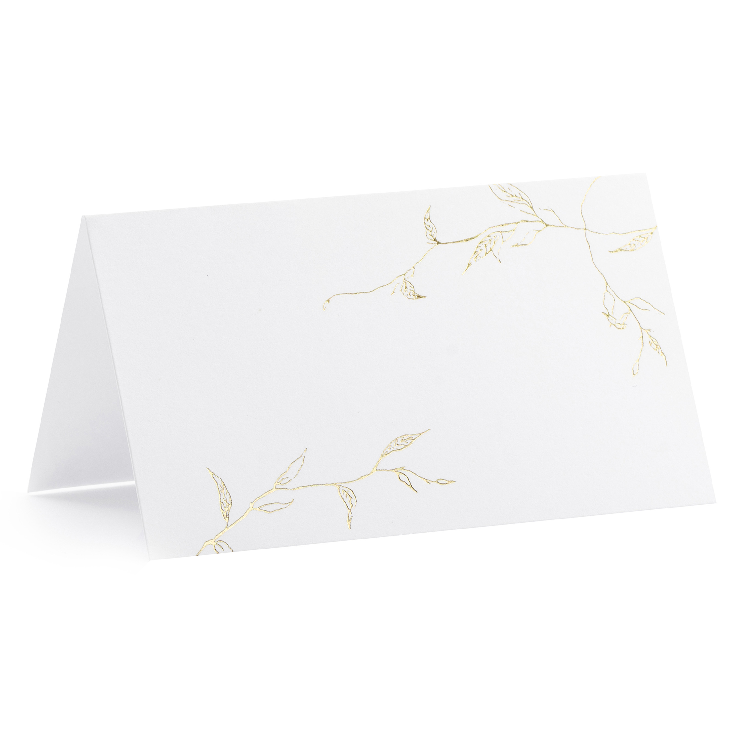 PartyDeco naamkaartjes/plaatskaartjes Nature - Bruiloft - wit/goud - 10x stuks - 10 x 6 cm