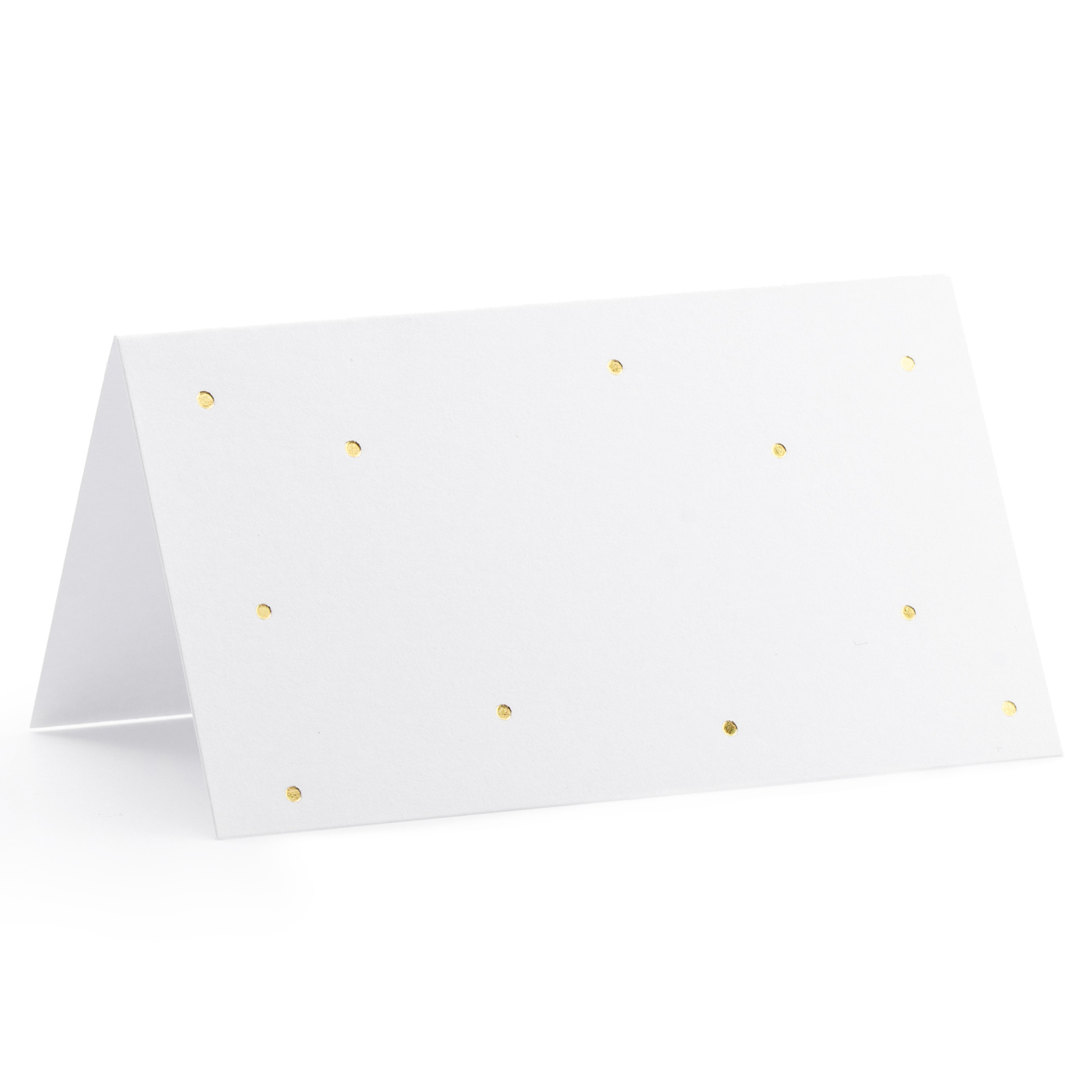 PartyDeco naamkaartjes/plaatskaartjes Stippen - Bruiloft - wit/goud - 10x stuks - 10 x 6 cm