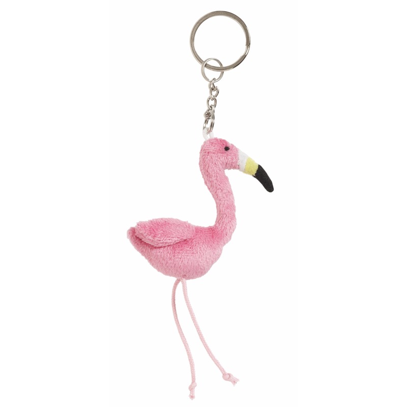 Pluche sleutelhanger flamingo knuffel 6 cm -