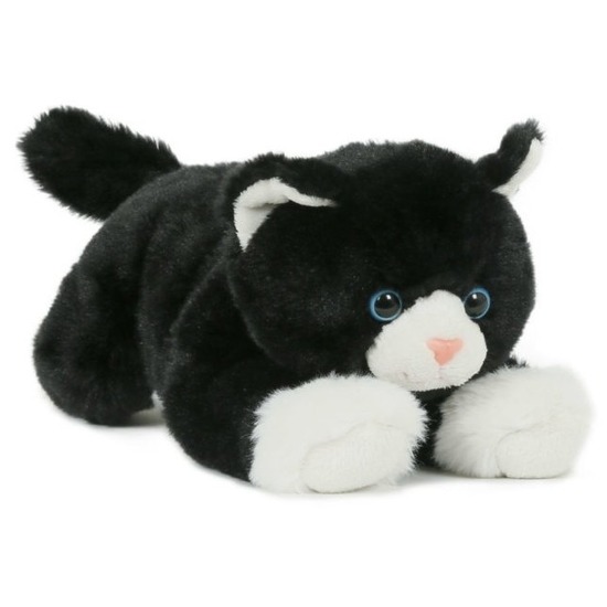Pluche speelgoed poes/kat knuffeldier zwart/wit 25 cm -