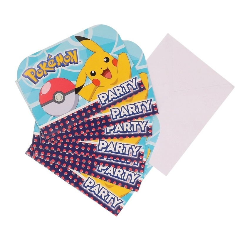 Pokemon verjaardags uitnodigingen 8x stuks -
