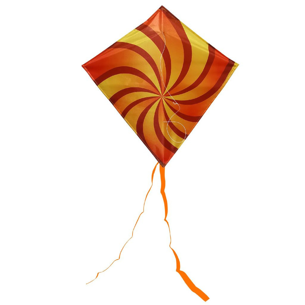 Rhombus junior diamond vlieger oranje voor kinderen 65 x 65 cm - Kindervlieger - Strandspeelgoed - Buitenspeelgoed