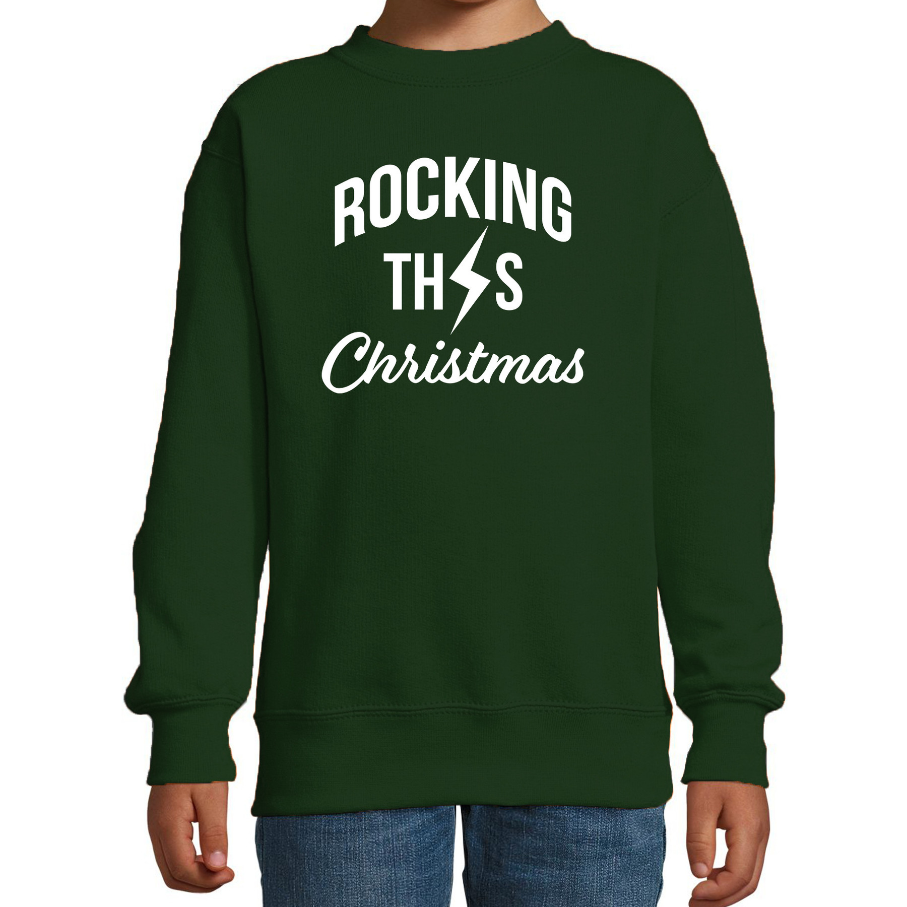 Rocking this Christmas foute Kerstsweater - Kersttrui groen voor kinderen 14-15 jaar (170/176) -