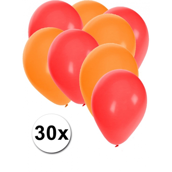 Rode en oranje ballonnen 30 stuks -
