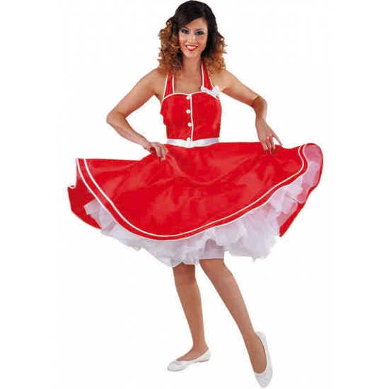 Rode jaren 50 jurk voor dames 40 (L) -