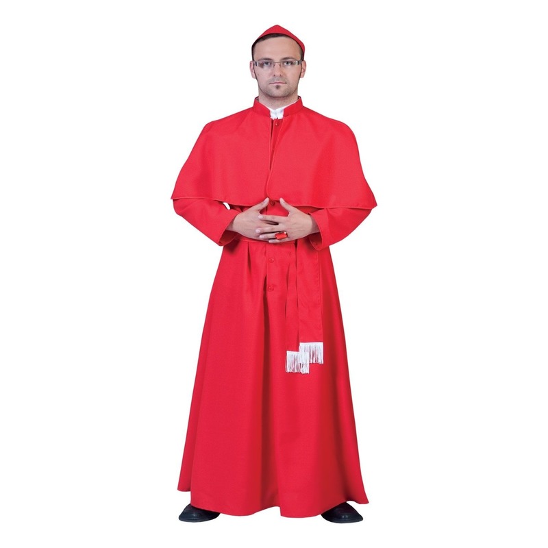 Rood kardinaal kostuum inclusief hoedje M/L -
