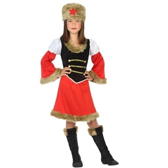 Rood/zwart Kozakken jurkje voor meisjes 116 (5-6 jaar) -