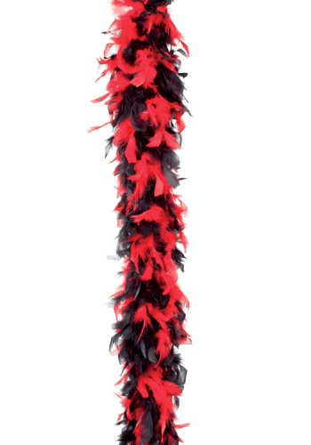 Rood met zwarte veren boa 180 cm
