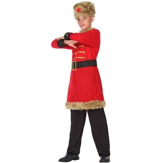Rood/zwarte Kozakken kostuum voor jongens 128 (7-9 jaar) -