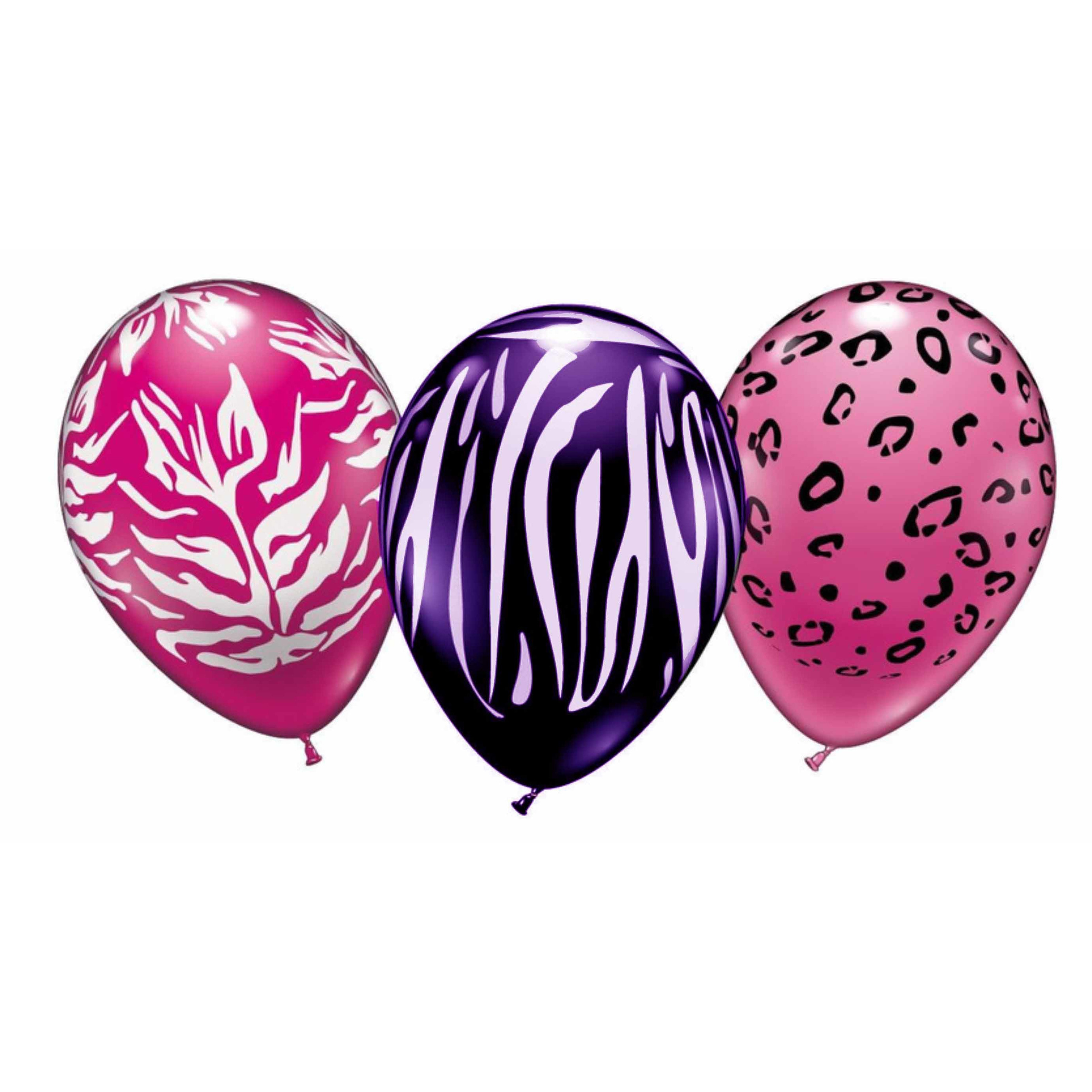 Roze en paarse dierenprint ballonnen -