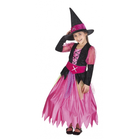 Roze heksen verkleedkleding voor meisjes 7-9 jaar -